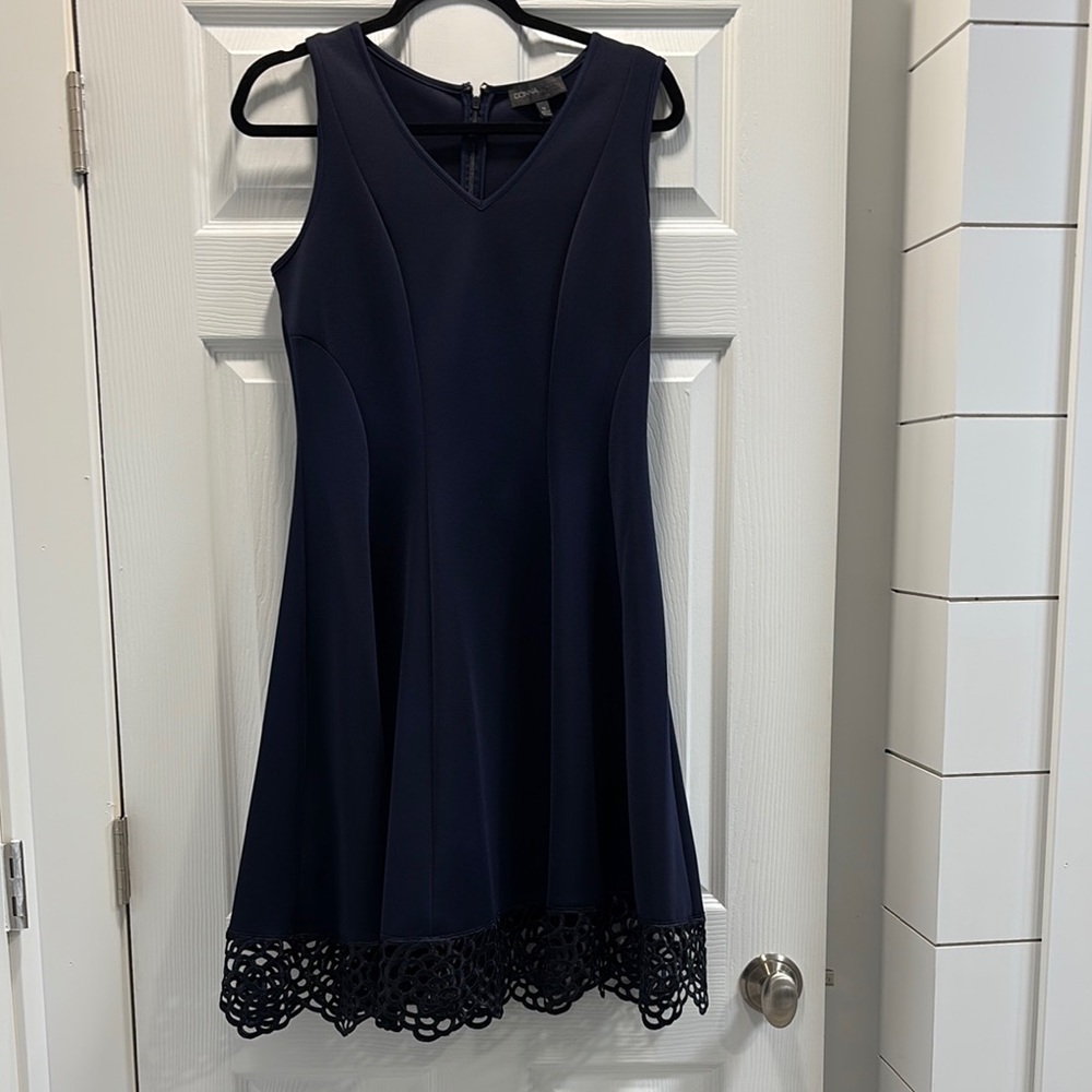 Donna Ricco Blue Sleeveless A-Line Cocktail Dress